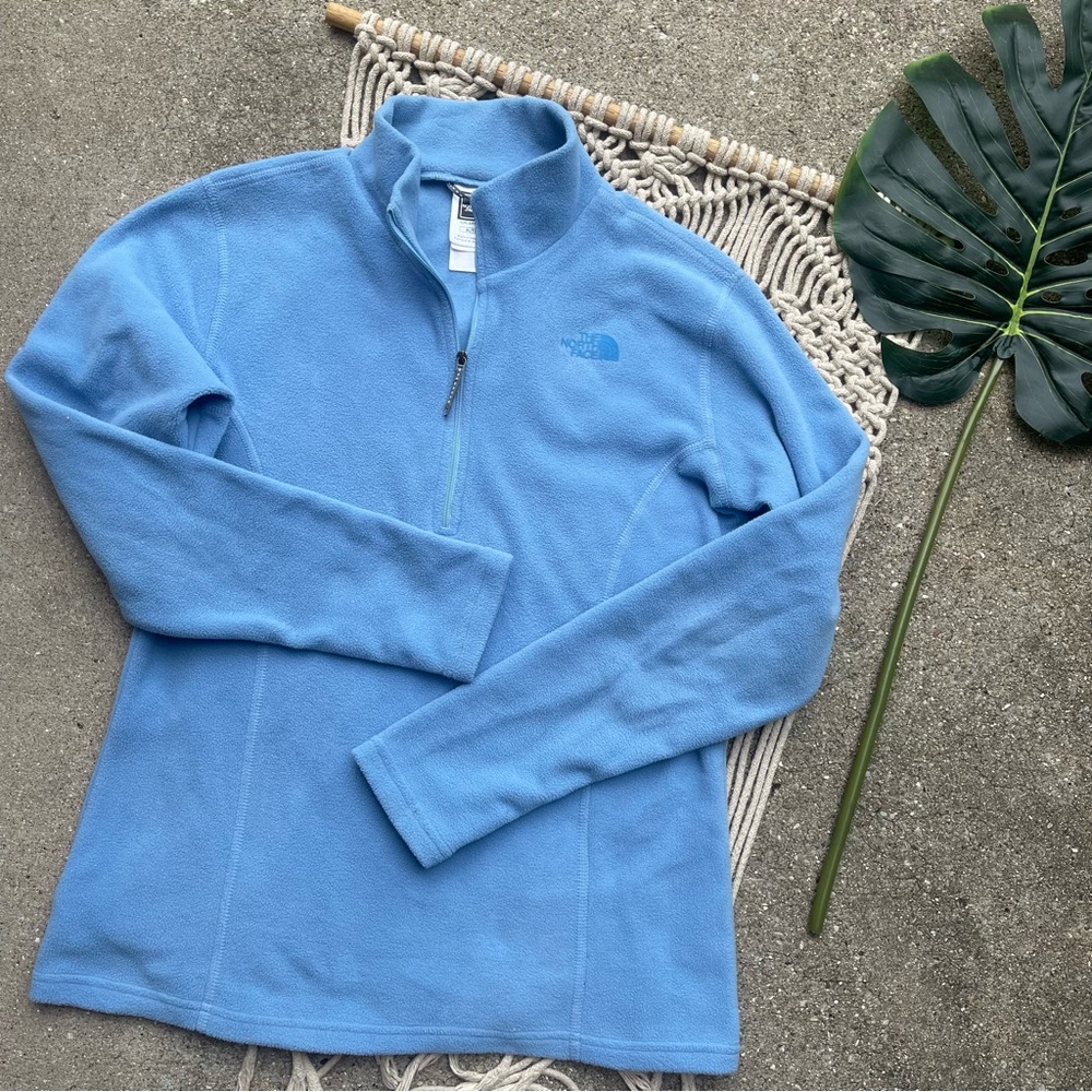 North Face Light Blue Fleece Half Zip Pullover Girls Size XL